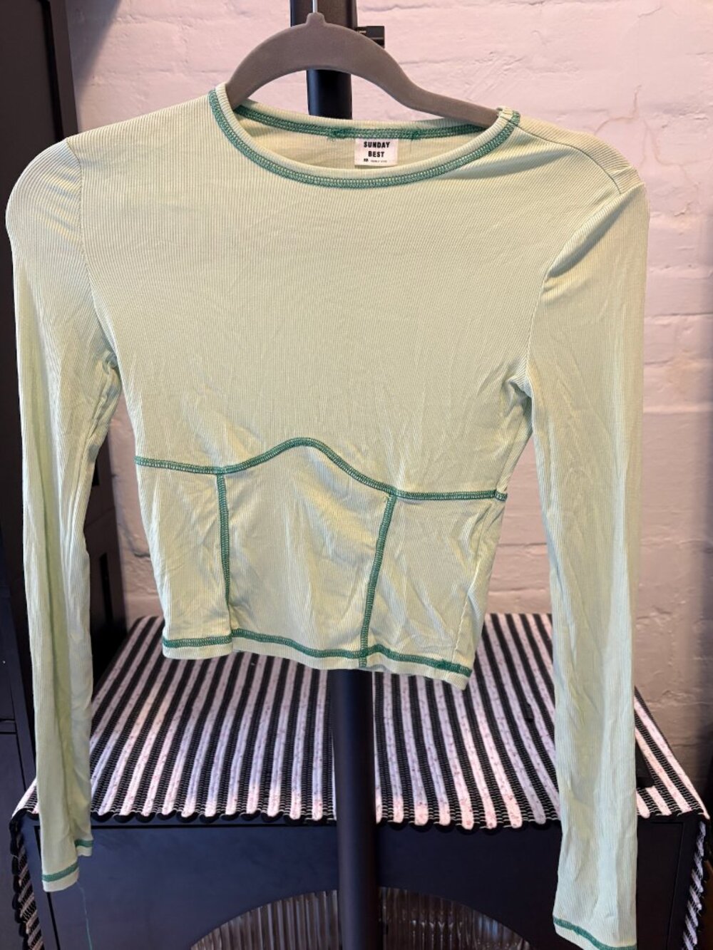 Aritzia Sunday's Best Green Long Sleeve Top, Size XS